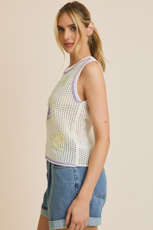 Pastel Shells Knit Top