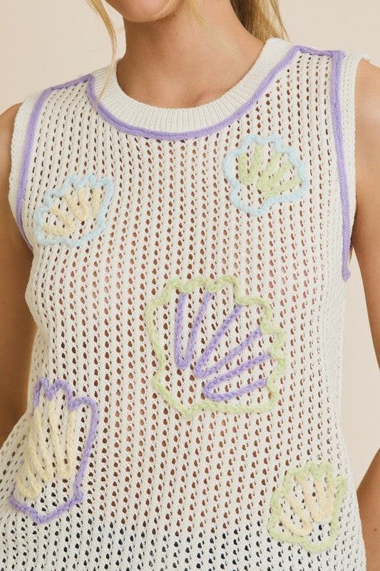 Pastel Shells Knit Top