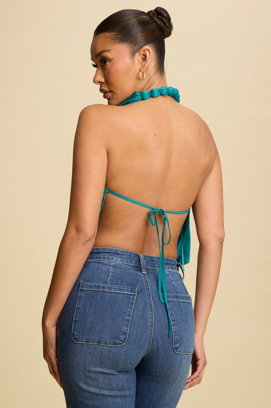 Teal Cowl Top